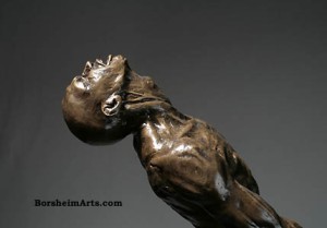 Bronze Figurative Sculpture of Man in Struggle 